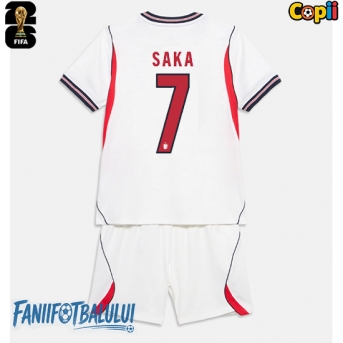 Anglia Bukayo Saka #7 Echipament de Fotbal Replică Mondial 2026 Copii Acasa (+ Șorturi)